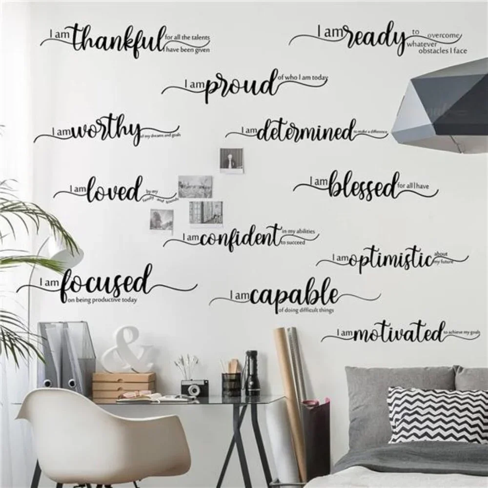 Motivational Wall Stickers Inspirational Quote Vinyl Decals Positive Home Office